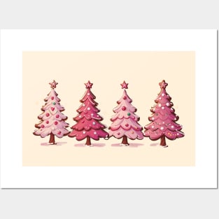 Cute pink Christmas trees Posters and Art
